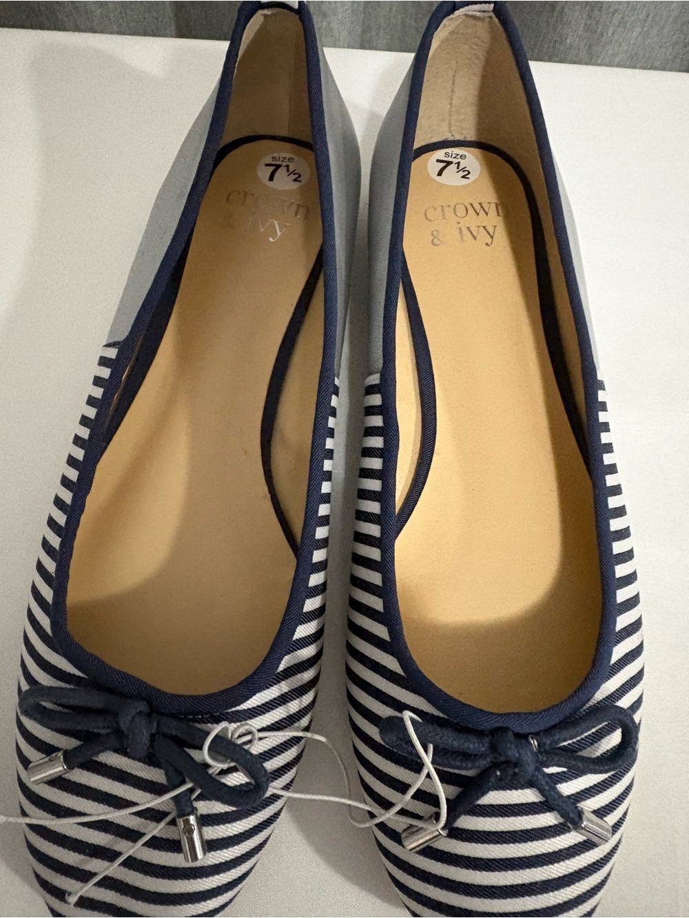 Blue and White Crown and Ivy Flat Slip On Shoes Size 7.5M